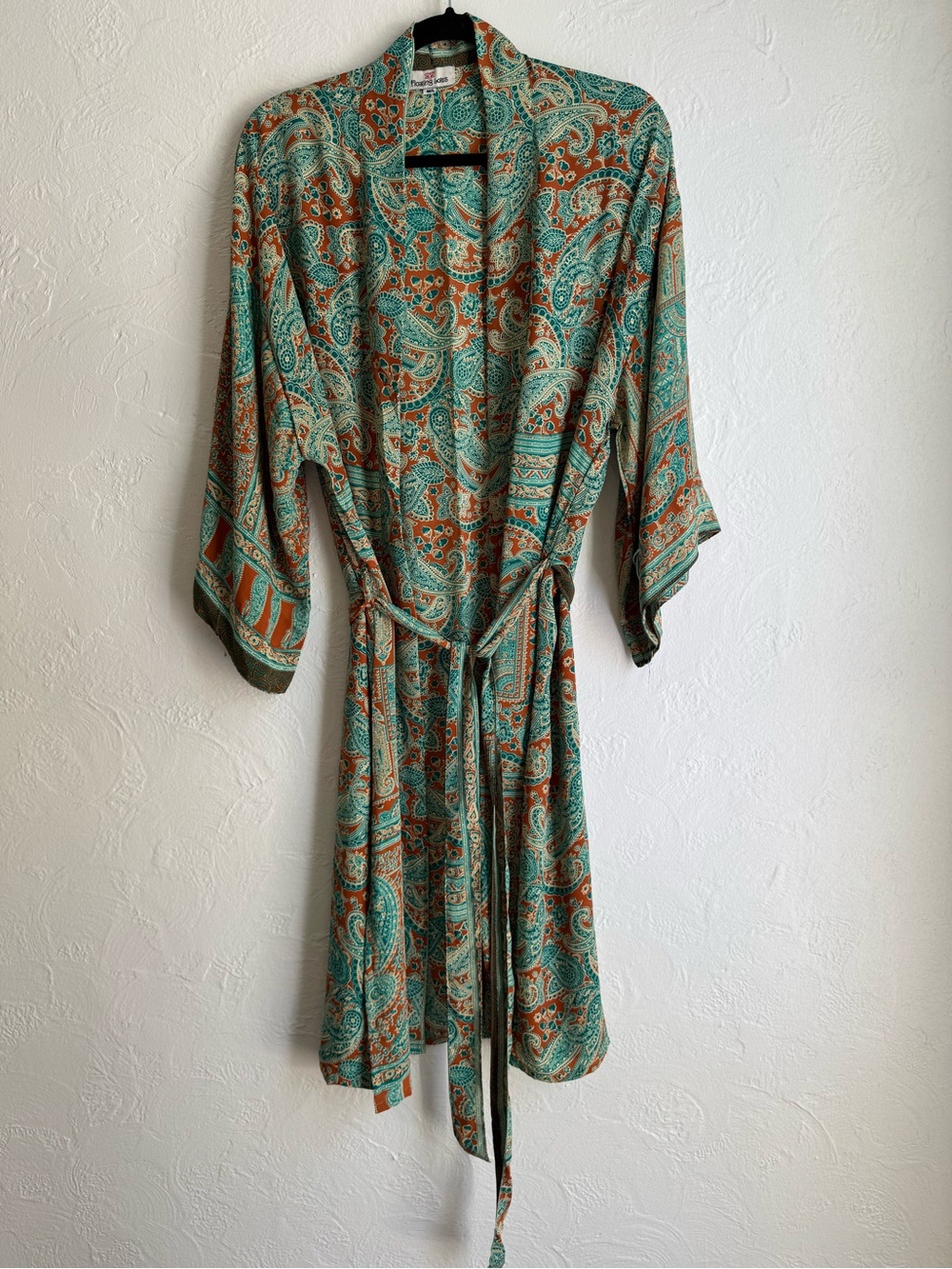 Boho Paisley Print Kimono Robe Loungewear Earth Tones Medium/Large